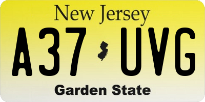 NJ license plate A37UVG