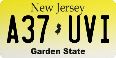 NJ license plate A37UVI
