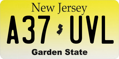 NJ license plate A37UVL