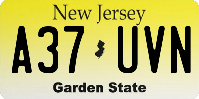 NJ license plate A37UVN