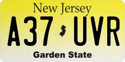 NJ license plate A37UVR