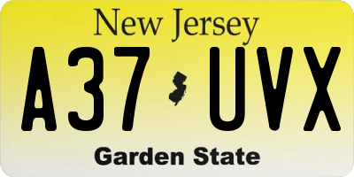 NJ license plate A37UVX
