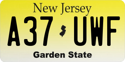 NJ license plate A37UWF