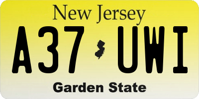 NJ license plate A37UWI