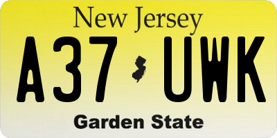 NJ license plate A37UWK