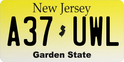 NJ license plate A37UWL