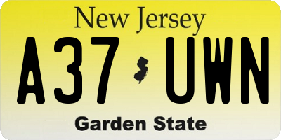 NJ license plate A37UWN