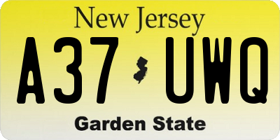 NJ license plate A37UWQ