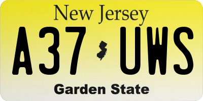 NJ license plate A37UWS