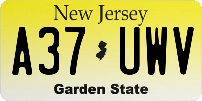 NJ license plate A37UWV