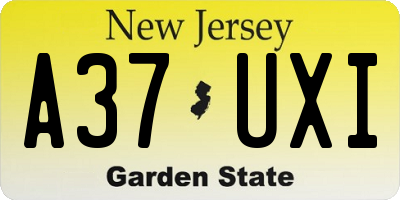NJ license plate A37UXI