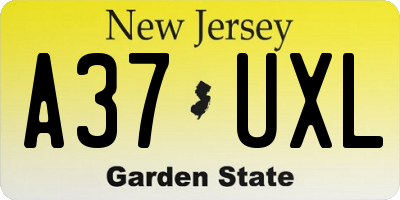 NJ license plate A37UXL