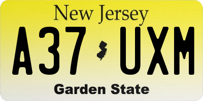 NJ license plate A37UXM