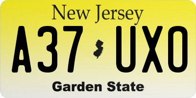 NJ license plate A37UXO
