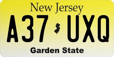 NJ license plate A37UXQ