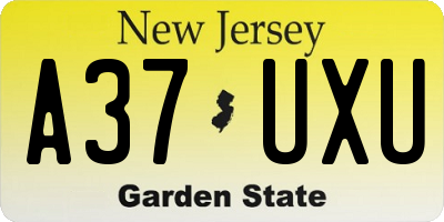 NJ license plate A37UXU