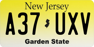 NJ license plate A37UXV