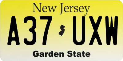 NJ license plate A37UXW