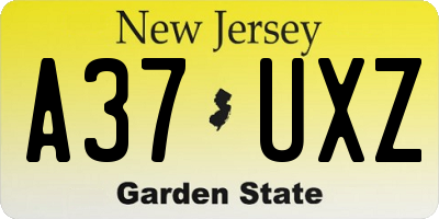 NJ license plate A37UXZ