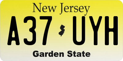 NJ license plate A37UYH