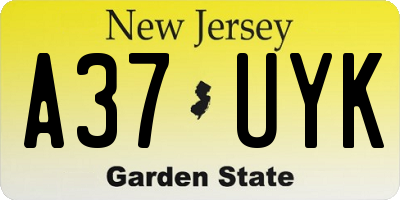 NJ license plate A37UYK