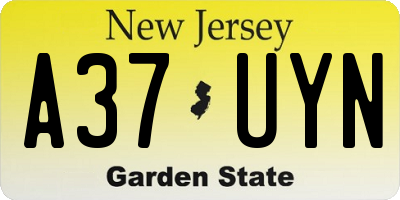 NJ license plate A37UYN