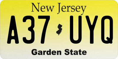 NJ license plate A37UYQ