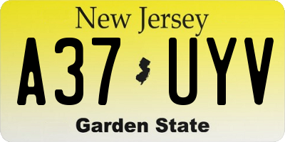 NJ license plate A37UYV
