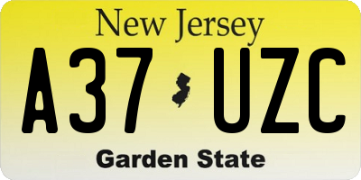 NJ license plate A37UZC