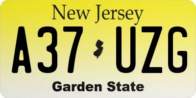 NJ license plate A37UZG