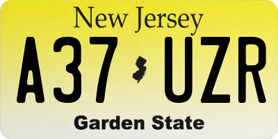 NJ license plate A37UZR