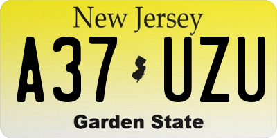 NJ license plate A37UZU