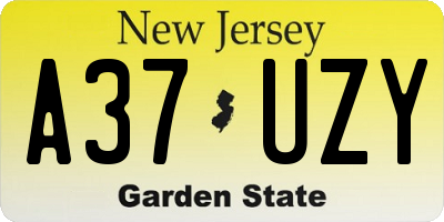 NJ license plate A37UZY