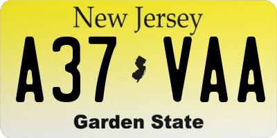 NJ license plate A37VAA