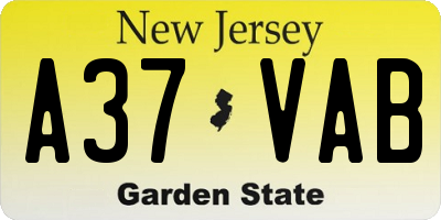 NJ license plate A37VAB