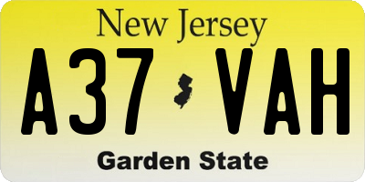 NJ license plate A37VAH