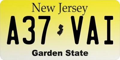 NJ license plate A37VAI