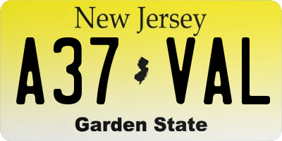 NJ license plate A37VAL