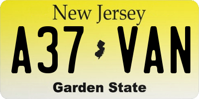 NJ license plate A37VAN
