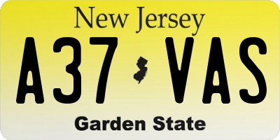 NJ license plate A37VAS