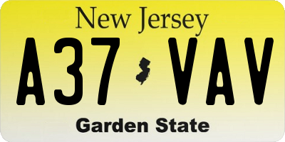 NJ license plate A37VAV