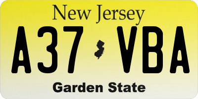 NJ license plate A37VBA