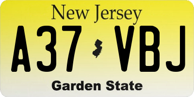 NJ license plate A37VBJ