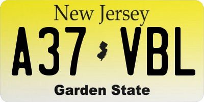 NJ license plate A37VBL