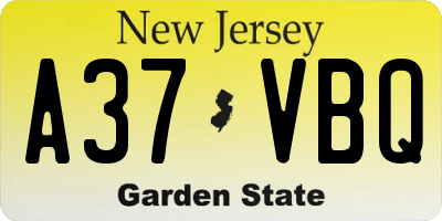 NJ license plate A37VBQ