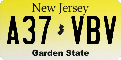 NJ license plate A37VBV