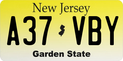 NJ license plate A37VBY