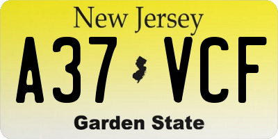 NJ license plate A37VCF