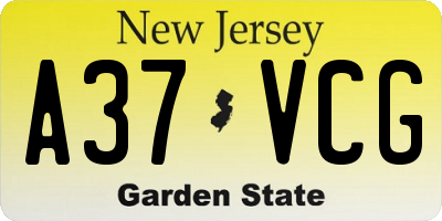NJ license plate A37VCG