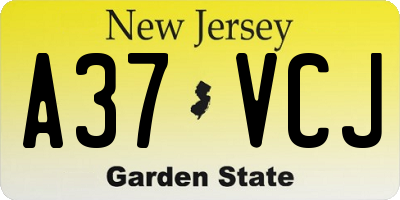 NJ license plate A37VCJ